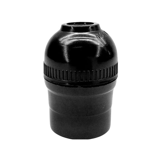 Socket eléctrico sencillo de baquelita color negro para bombillas E27, resistente y duradero