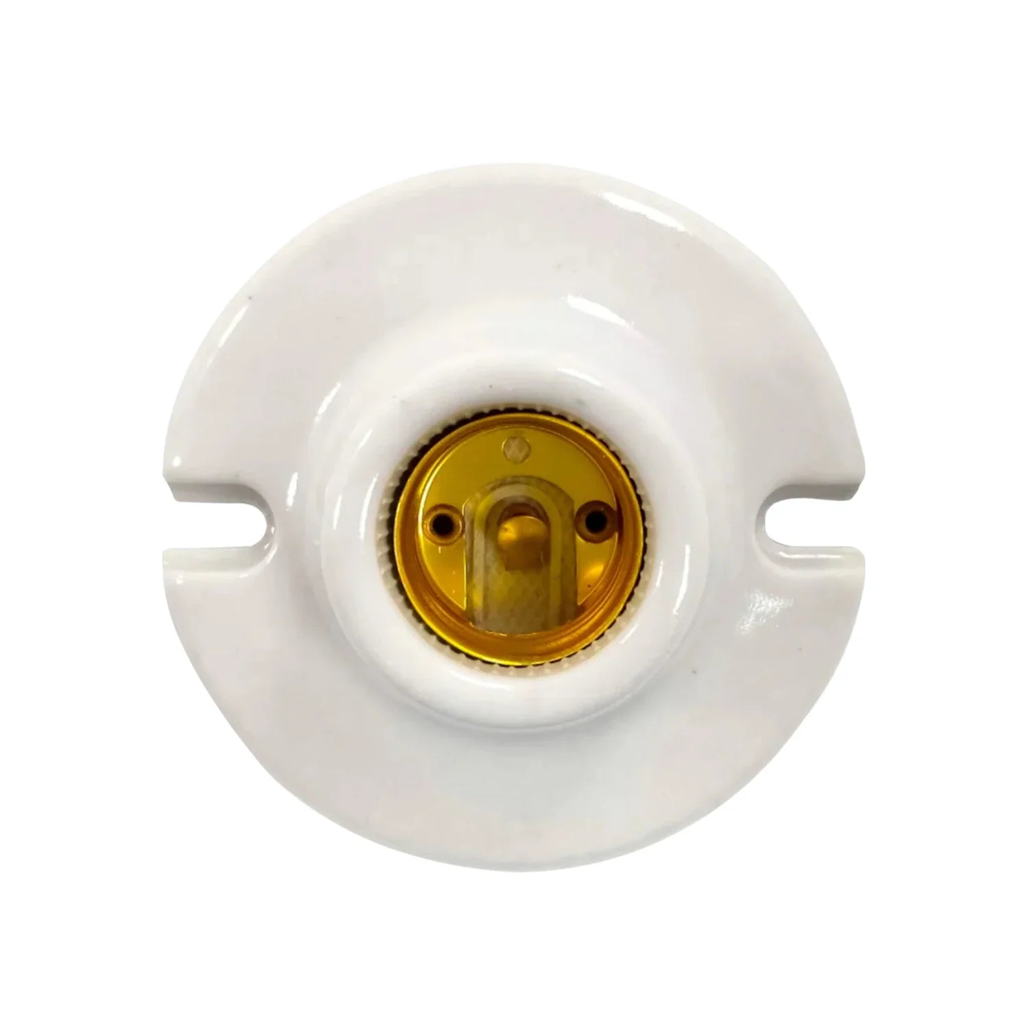 Socket portalámparas de porcelana blanca con rosca E27 y muescas de fijación para bombilla