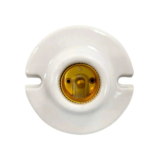 Socket portalámparas de porcelana blanca con rosca E27 y muescas de fijación para bombilla