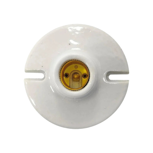 Socket de porcelana blanco para bombillas, portalámparas cerámico E27 con rosca interna, uso eléctrico