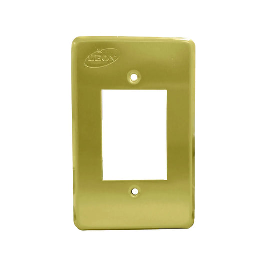 Fabricada en aluminio.,Placa de 3 ventana acabado dorado.,Incluye tornillos.,Para apagadores tipo italiano.