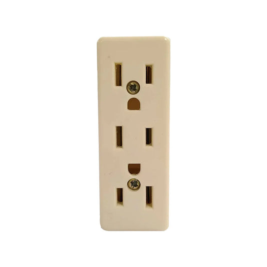 Contacto eléctrico dúplex aterrizado color beige para pared, instalación doméstica