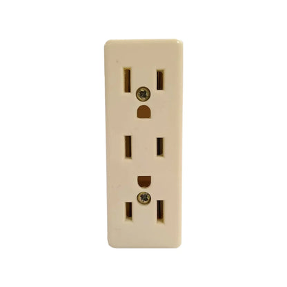 Fabricado en baquelita.,Herrajes de latón.,Voltaje 125 V - 15 A,Contacto triple marfil.