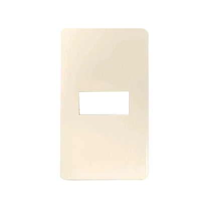 Placa de pared marfil con 1 ventana, compatible con tomas eléctricas y de datos
