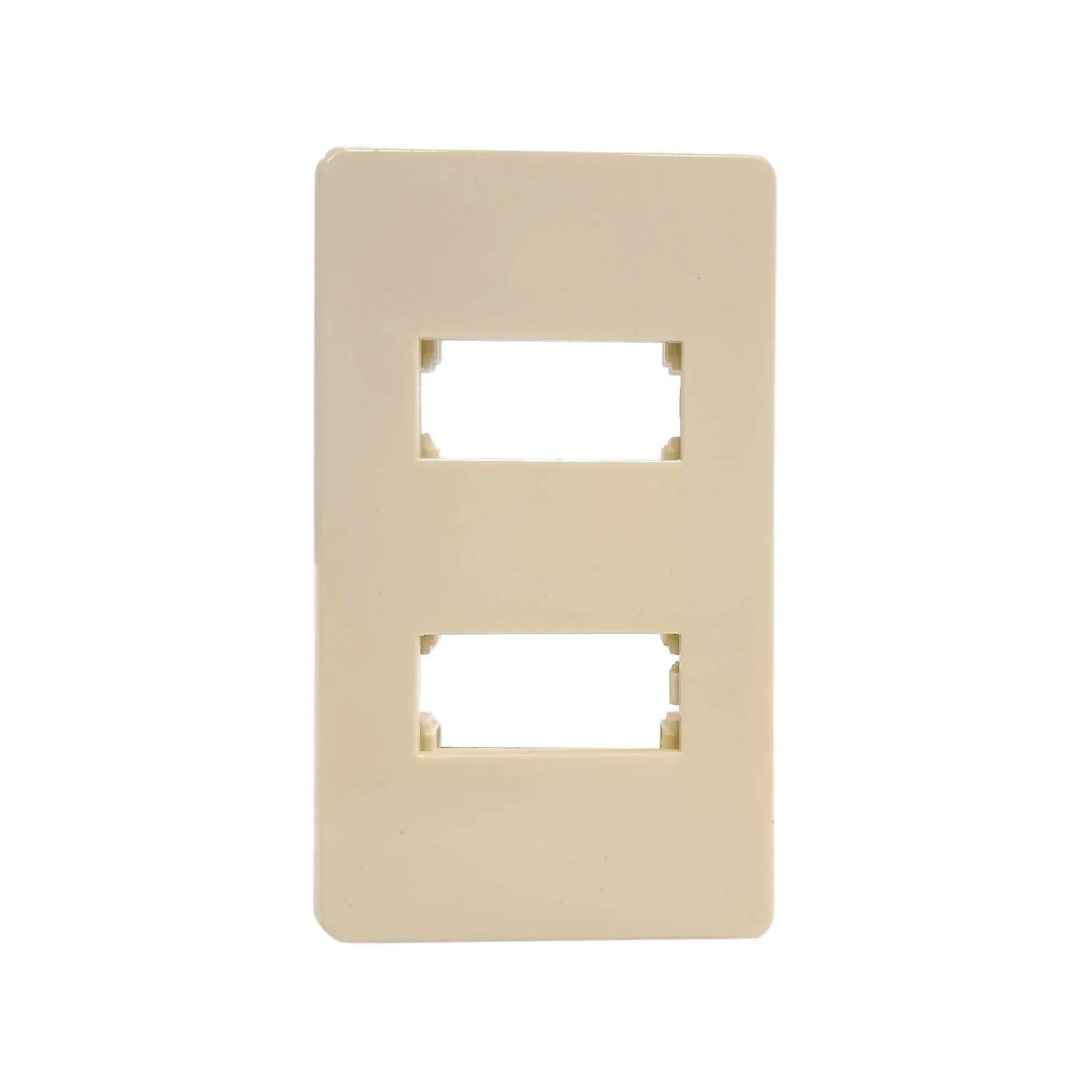 Placa de pared de 2 ventanas marfil para interruptores o tomas de corriente y datos.