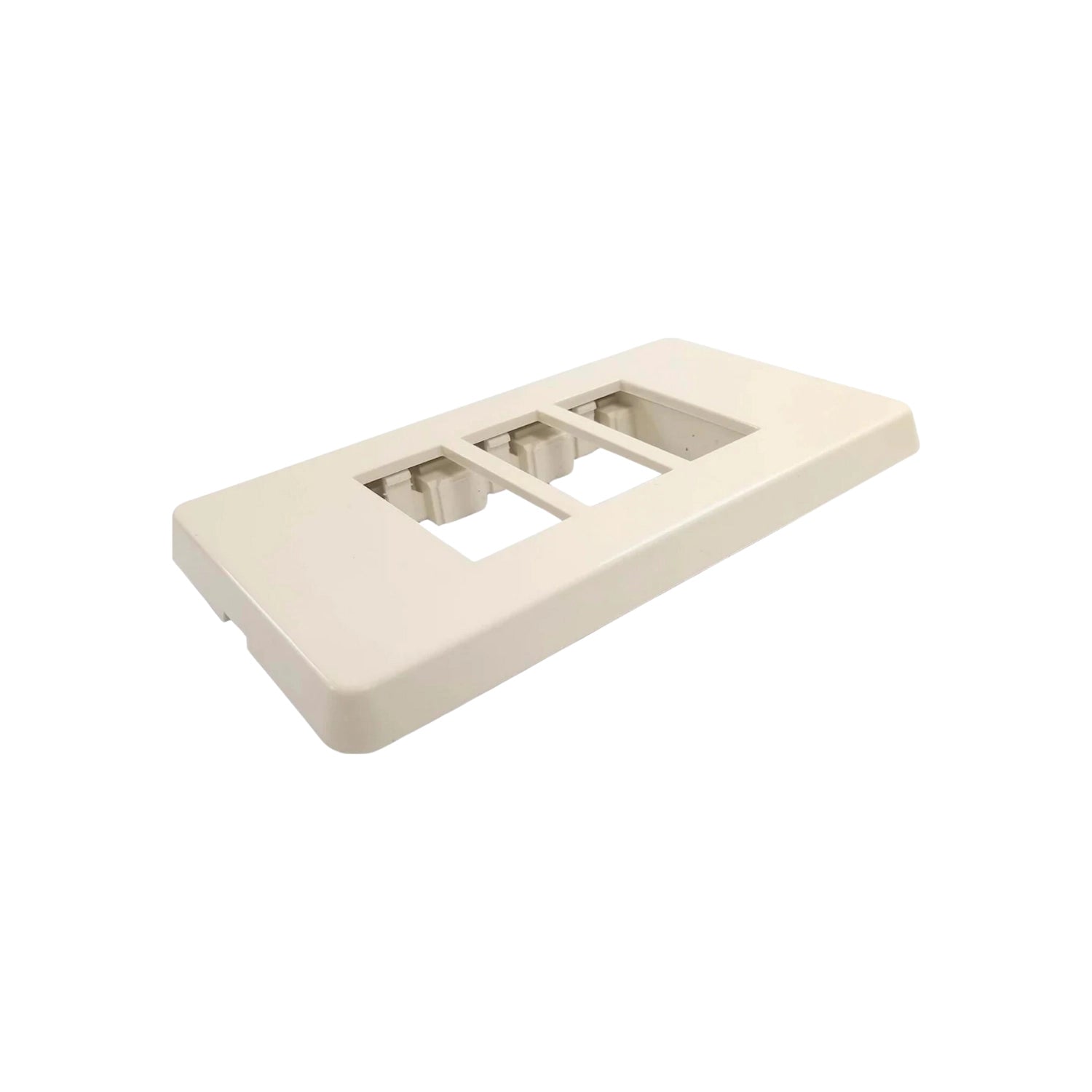 Placa para pared eléctrica de 3 ventanas, color marfil, para interruptores y tomacorrientes.