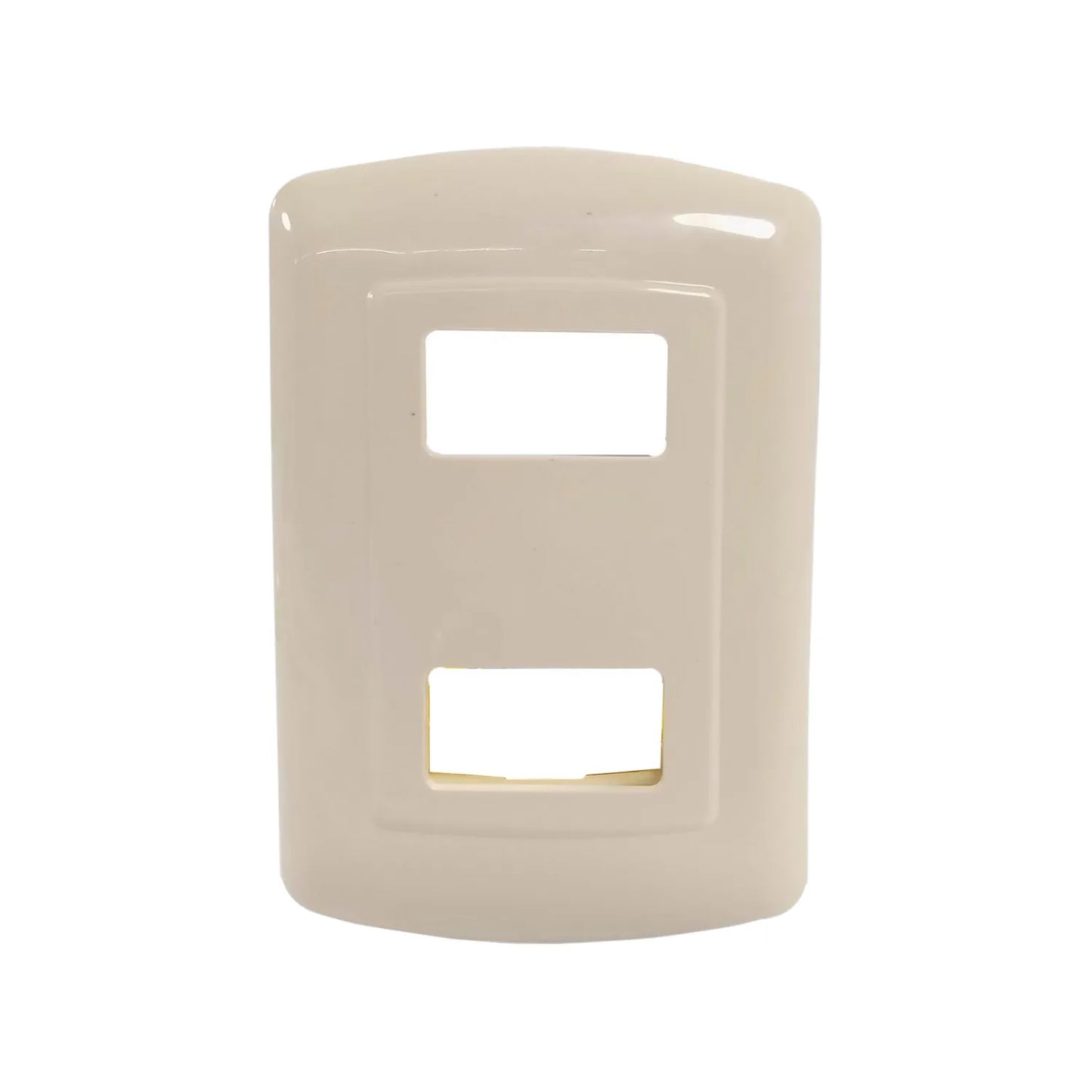 Fabricada de plástico ABS,Placa de 2 ventana tipo evolution.,Incluye tornillos.,Placa marfil.
