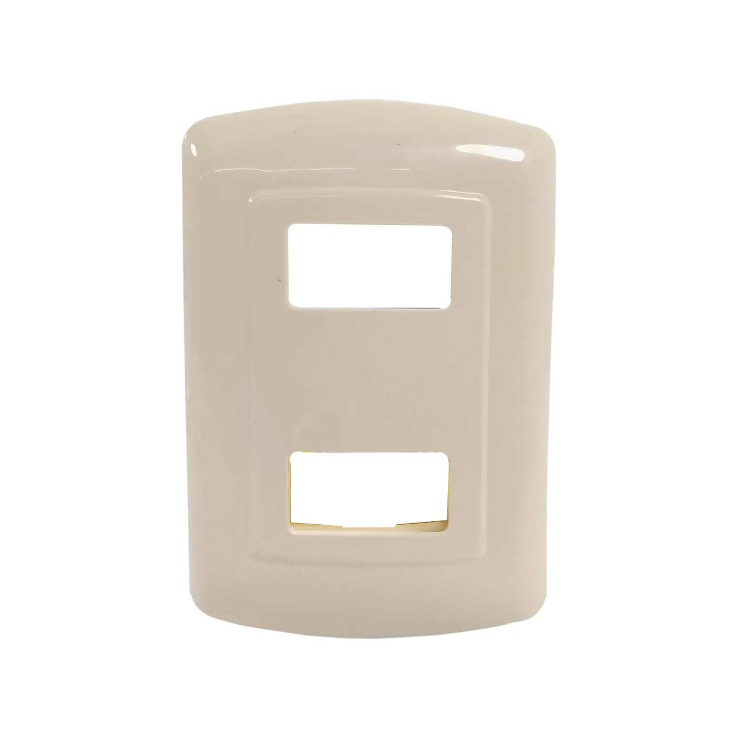 Fabricada de plástico ABS,Placa de 2 ventana tipo evolution.,Incluye tornillos.,Placa marfil.