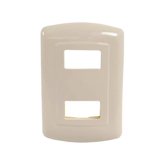 Fabricada de plástico ABS,Placa de 2 ventana tipo evolution.,Incluye tornillos.,Placa marfil.