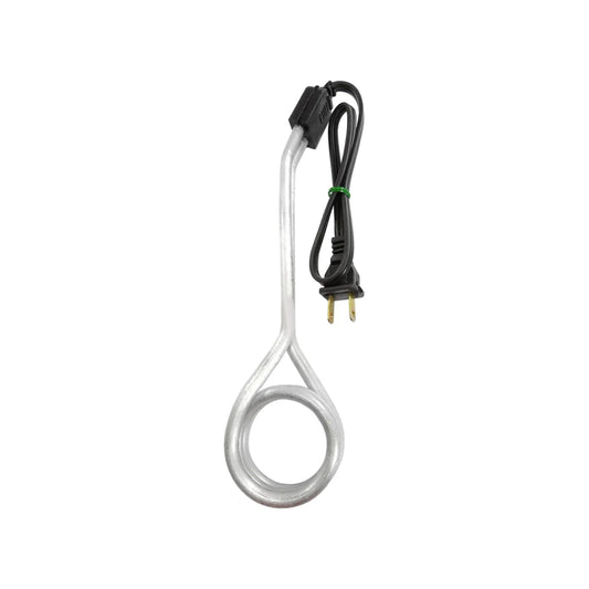 Calentador de agua de inmersión eléctrico portátil, resistencia metálica en espiral y enchufe americano negro.