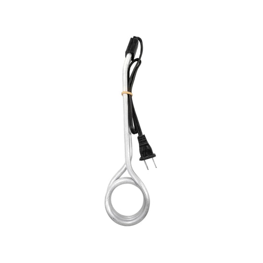 Calentador de inmersión eléctrico portátil de metal con resistencia espiral de 3 vueltas y cable negro