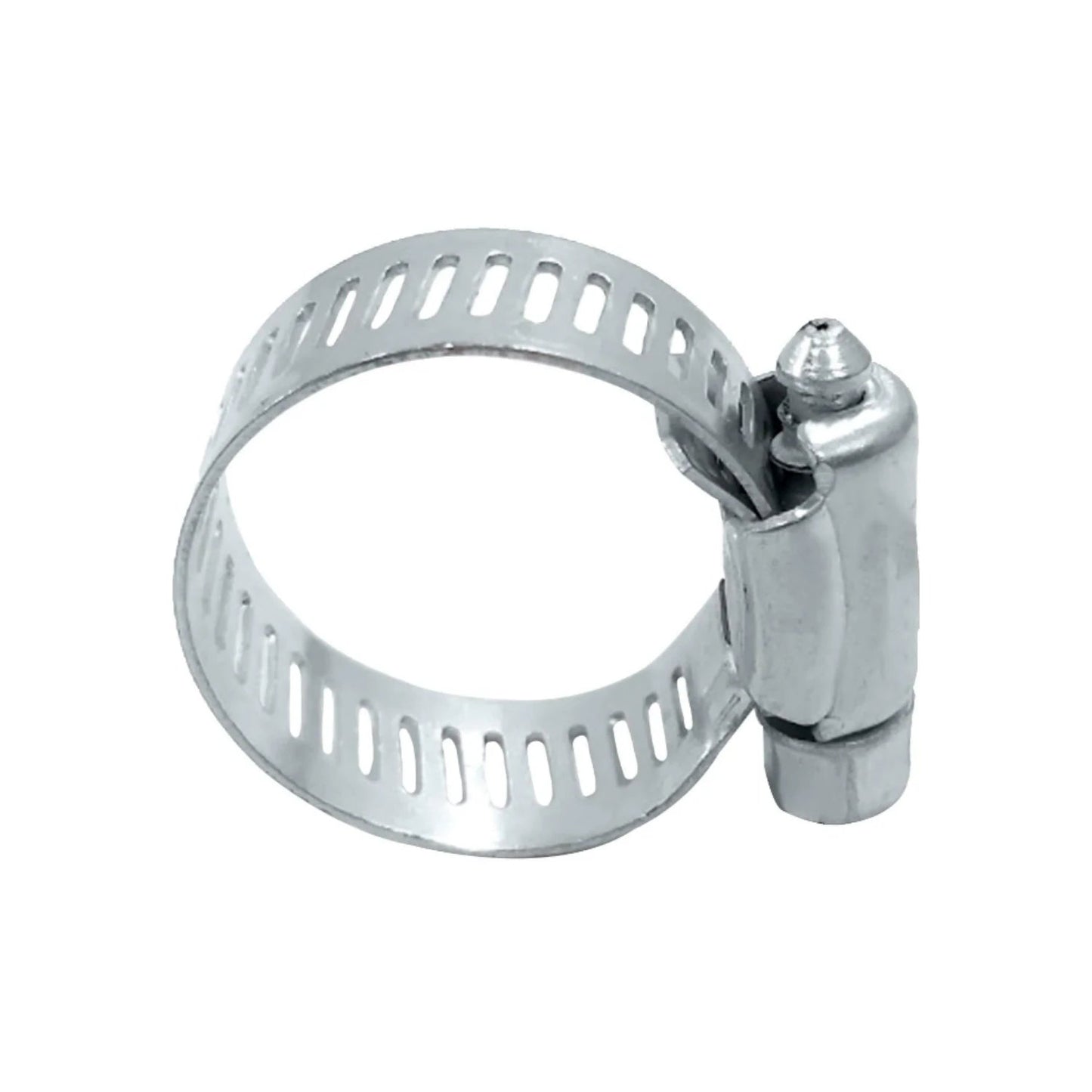 Abrazadera sin fin de acero ajustable para mangueras y tuberías, plateada