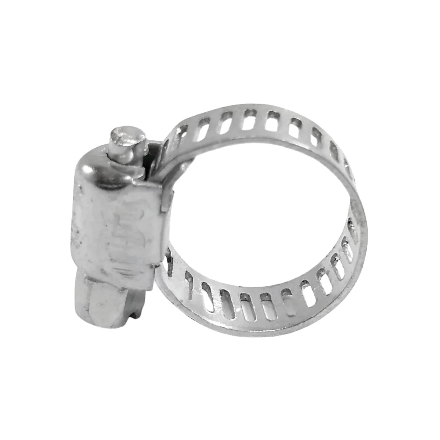 Banda y carcasa fabricada de acero inoxidable.,Apertura mínima: 1/4" (6 mm).,Apertura máxima: 5/8" (16 mm).,Abrazadera #04 mini y Banda de 5/16 (8 mm).,Abrazadera sin fin.
