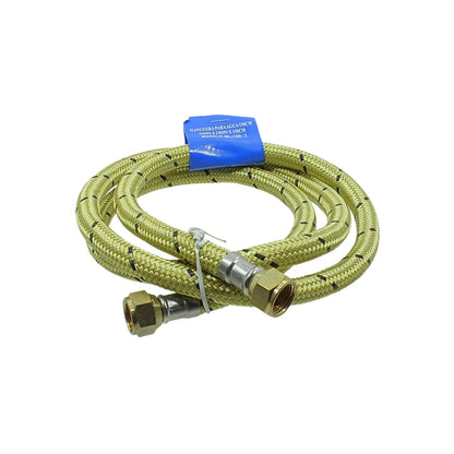Manguera de agua flexible trenzada dorada 150cm, conectores de latón 3/8 IPS para plomería.