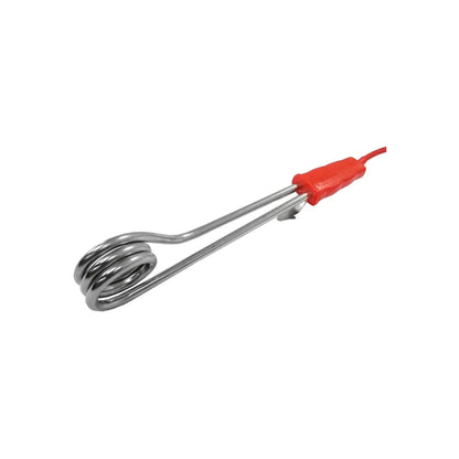 Calentador de inmersión eléctrico portátil para agua, resistencia metálica, mango rojo, ideal para viaje