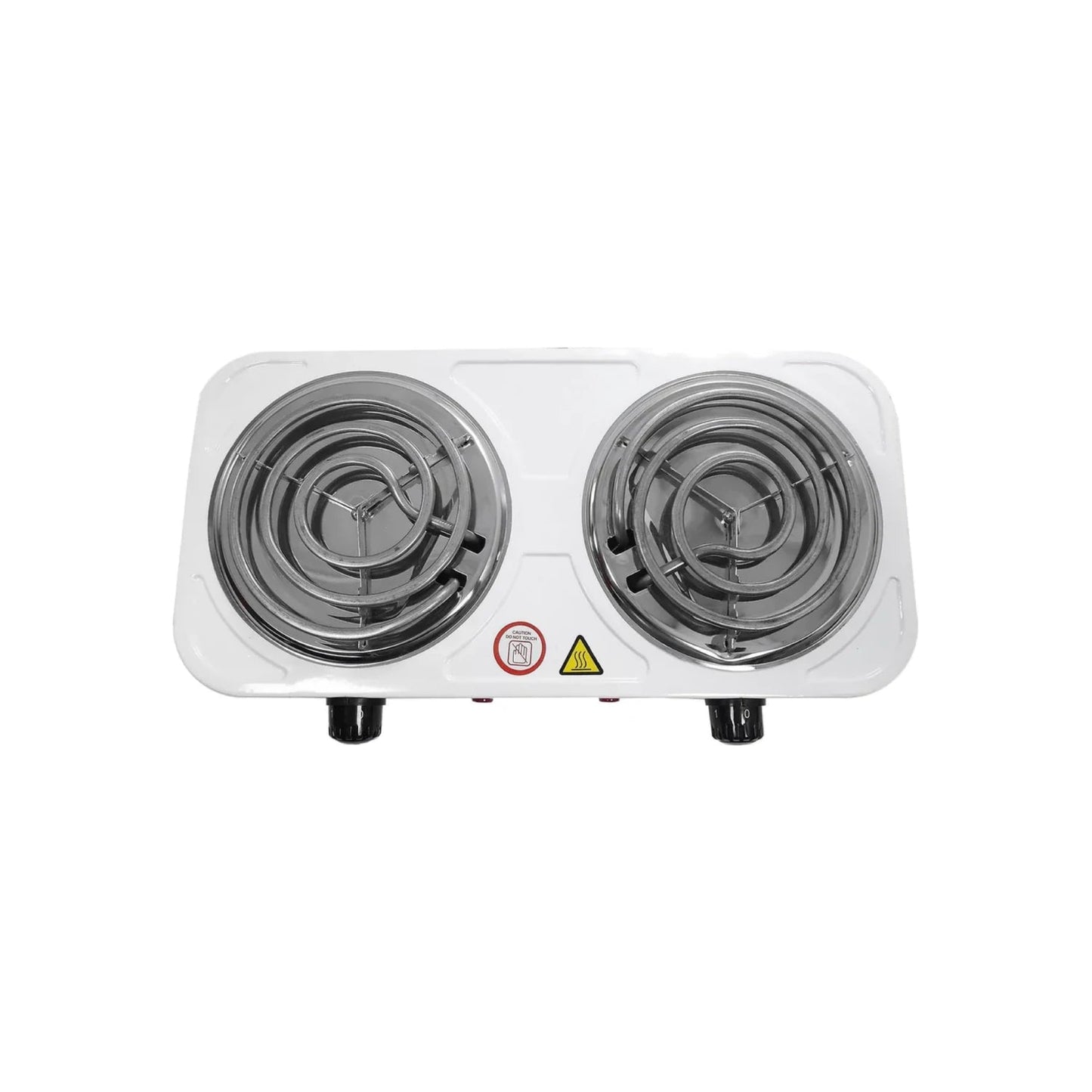 Parrilla eléctrica doble portátil blanca con 2 quemadores de resistencia para cocina o camping