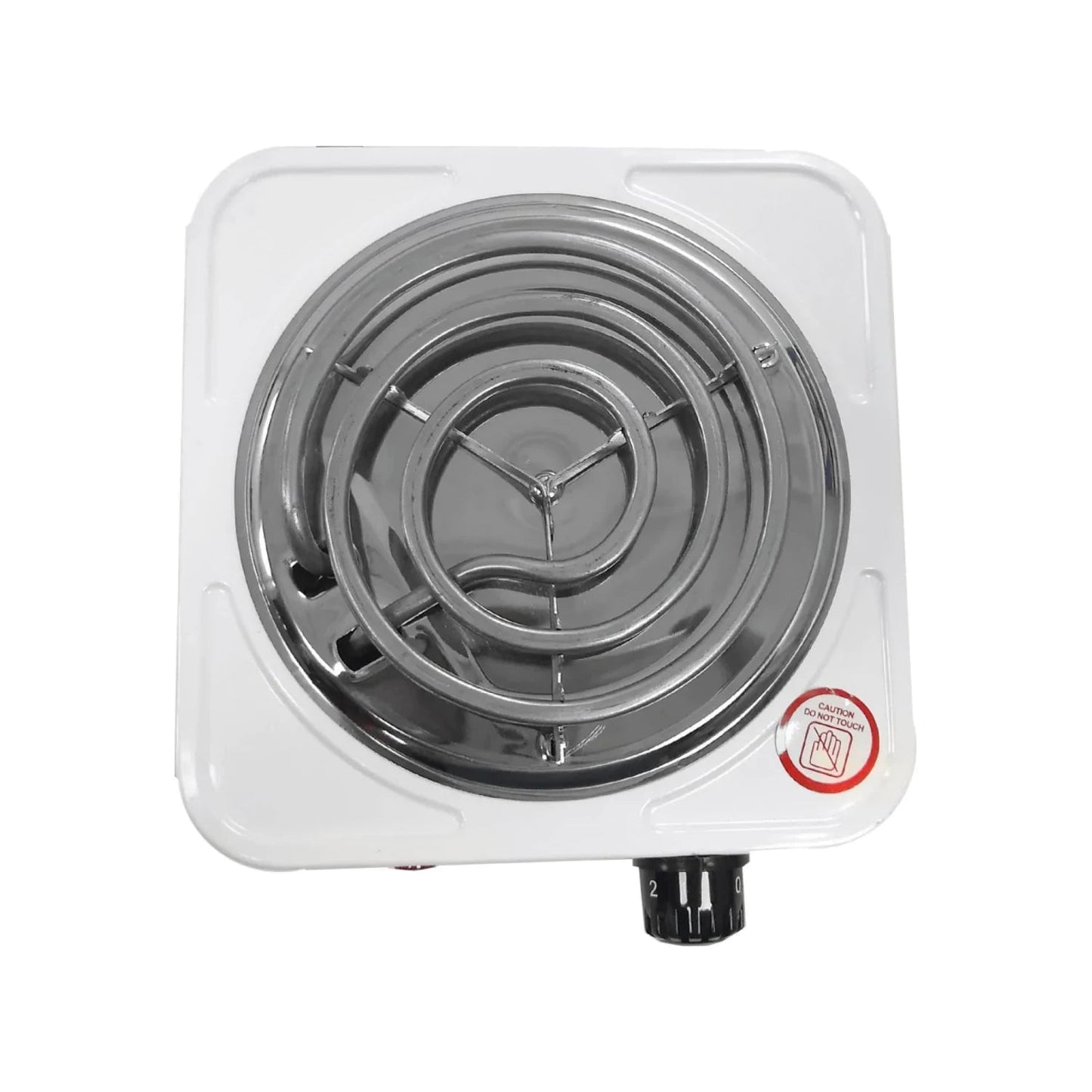 Parrilla eléctrica compacta blanca de 1 quemador con termostato ajustable
