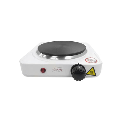 Elaborada de lamina reforzada.,Un plato de 150 mm,Perillas de auto-termostato.,Indicadores de luz con protección de calentamiento.,Voltaje 127 V - 60 Hz,1000 W máximo 500 C