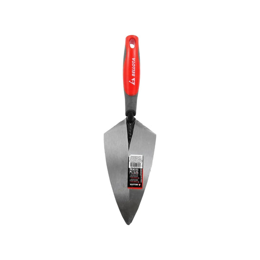 Paleta de punta Bellota, cuchara de albañil con mango bimaterial rojo y gris para mampostería