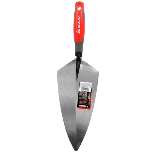 Paleta de albañil Bellota punta triangular con mango ergonómico rojo/gris y hoja forjada