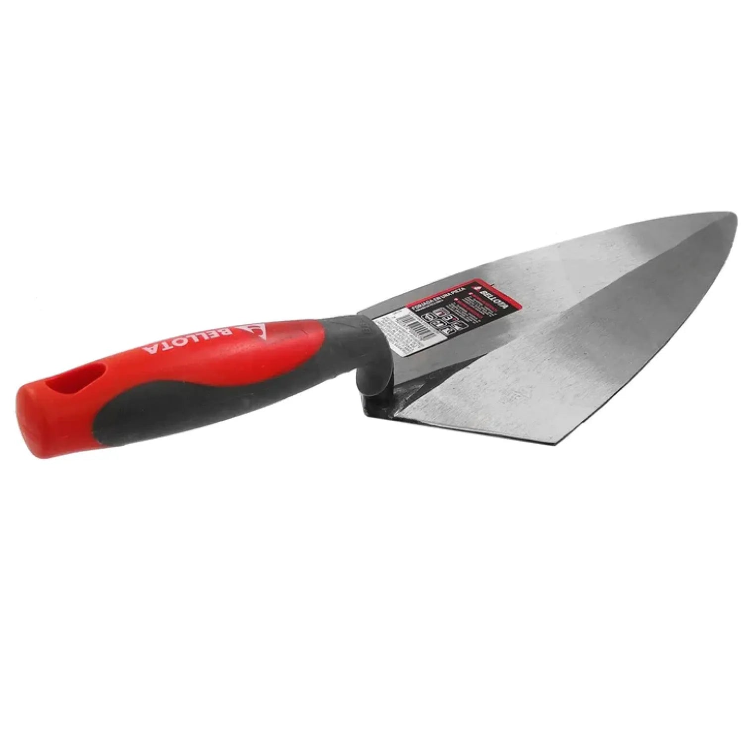 Paleta de albañil Bellota punta fina, mango bimaterial rojo y negro, para trabajos de mampostería profesional