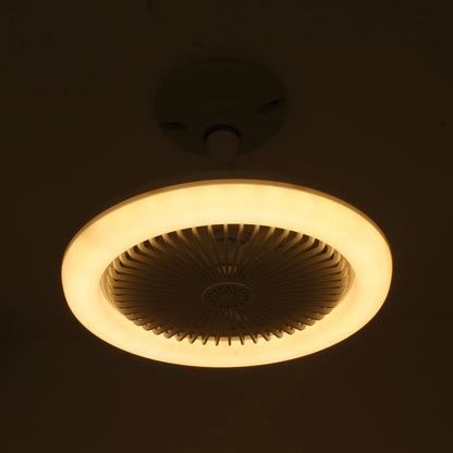 Lámpara de techo con ventilador integrado, luz LED cálida, diseño circular moderno para interior