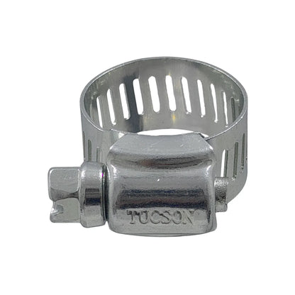 Abrazadera sin fin metálica con banda perforada y tornillo hexagonal, marca TUCSON, para mangueras