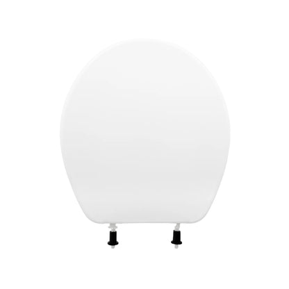 Tapa de inodoro blanca universal con sistema de fijación ajustable para sanitarios estándar.