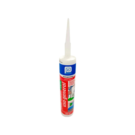 Silicón acético transparente Pennsylvania 280ml para sellado general en vidrio, aluminio y canceles.