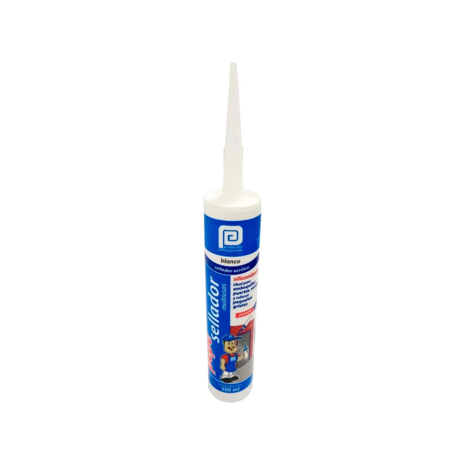 Sellador acrílico blanco Pennsylvania Pepe 300ml multiusos para juntas, puertas y grietas