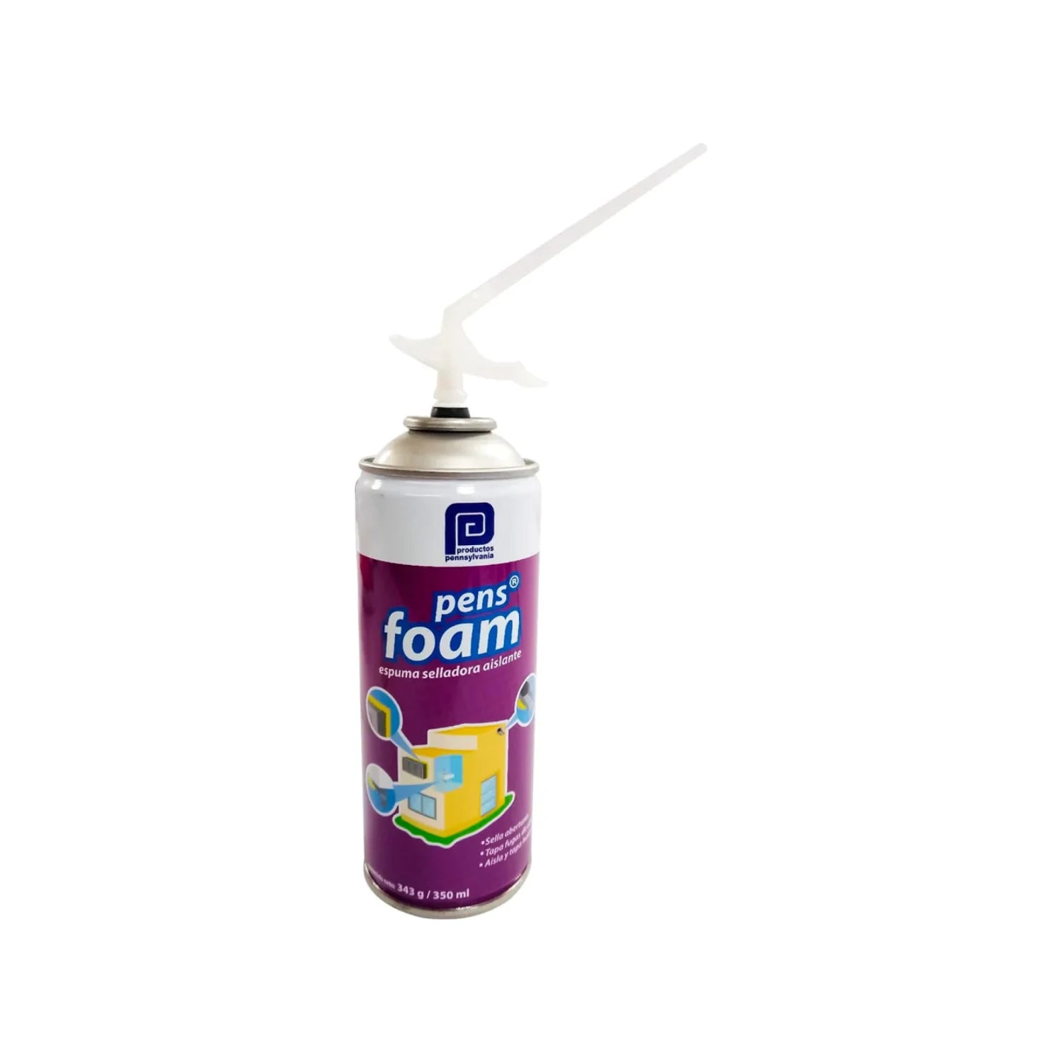 Bote de espuma expansiva de poliuretano Pens Foam Pennsylvania 350ml, sellador aislante para grietas y huecos.