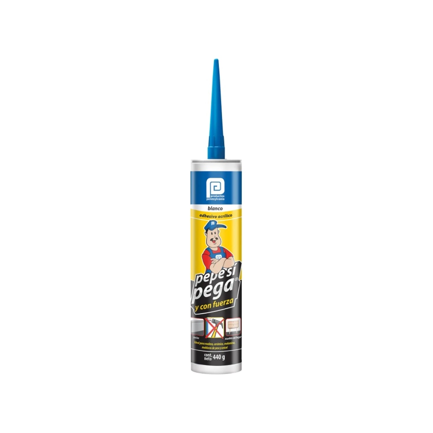 Adhesivo acrílico blanco Pepe 440g, no use clavos para madera, cerámica y molduras