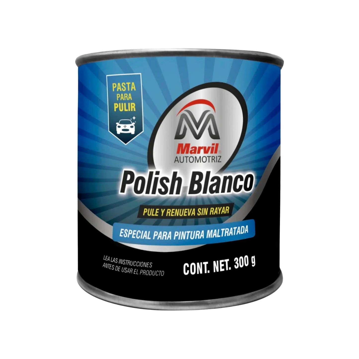 Pasta para pulir automotriz Marvil Polish Blanco 300g, ideal para pintura de carro maltratada