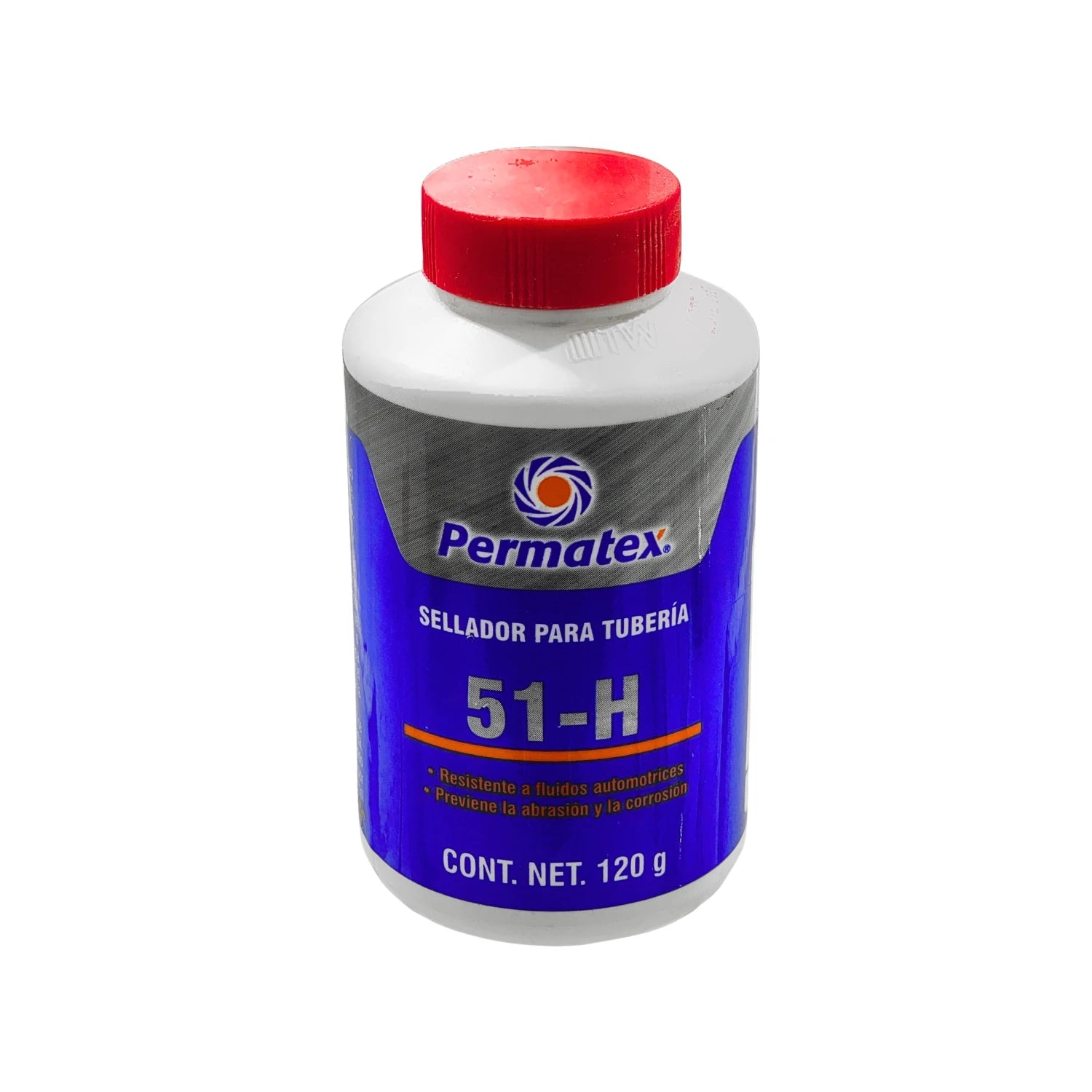 Sellador de tubería Permatex 51-H, 120g, resistente a fluidos, previene corrosión y abrasión.