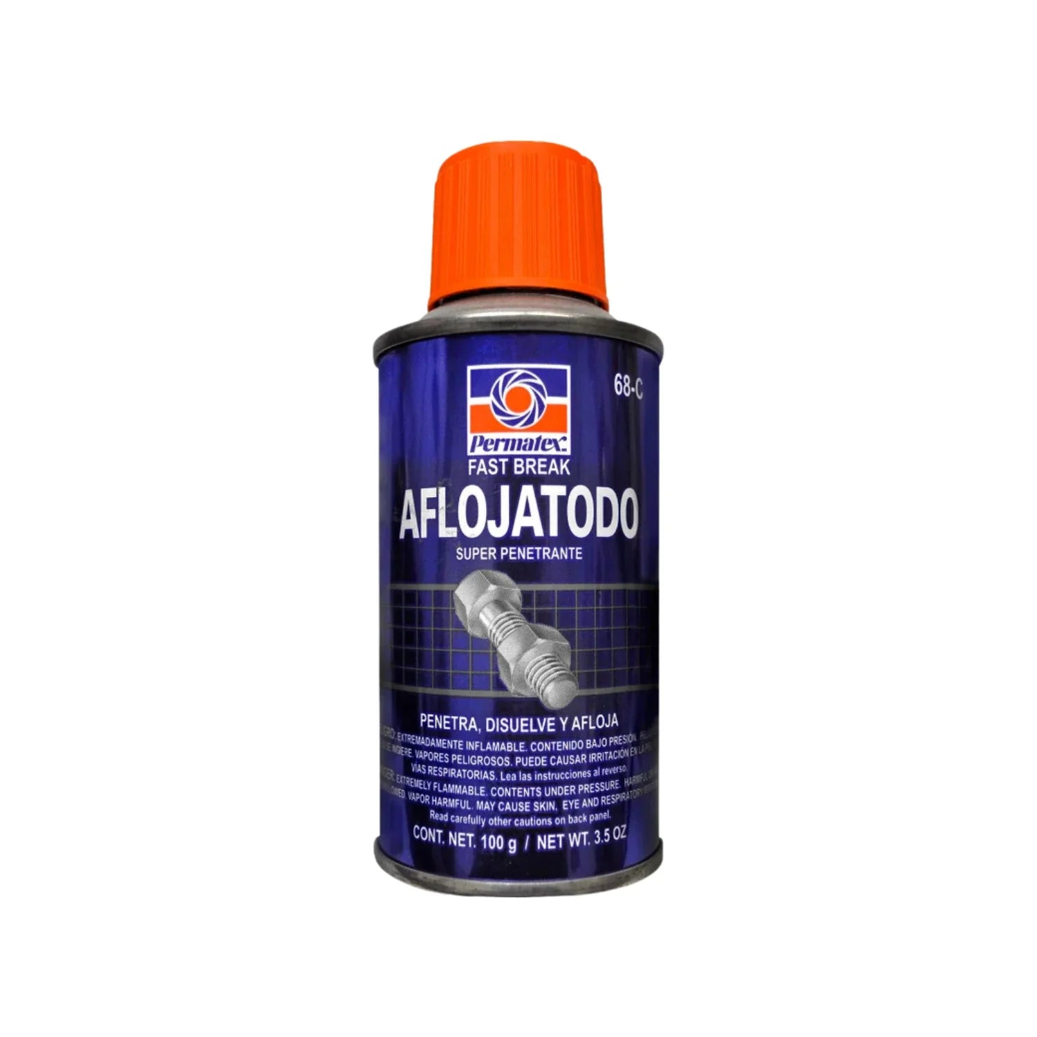 Afloja todo multiusos.,Contenido: 100 g,Idea para remover óxido, grasa, tierra y depósitos de carbón.,Libera tuercas, tornillos y ensambles.,Las piezas de metal se mantienen ligeramente lubricadas y protegidas contra la oxidación.,No afecta superficies pintadas.