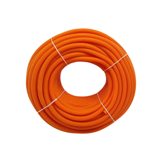 Poliducto flexible corrugado naranja de 1/2 pulgada, rollo de 100 metros para cables eléctricos