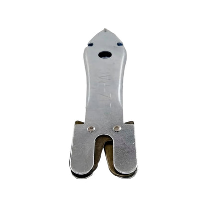 Afilador de cuchillos metálico LIZ-PAC tipo pescadito con doble ranura, para afilar hojas y herramientas de corte.