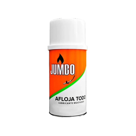 Lubricante multiusos Jumbo Afloja Todo en aerosol naranja y blanco para aflojar piezas oxidadas y mantenimiento de metales