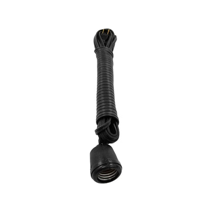 Cable de 2 conductores.,Extensión con soket.,Extensión de 9 metros.,Extensión negra soket base E27