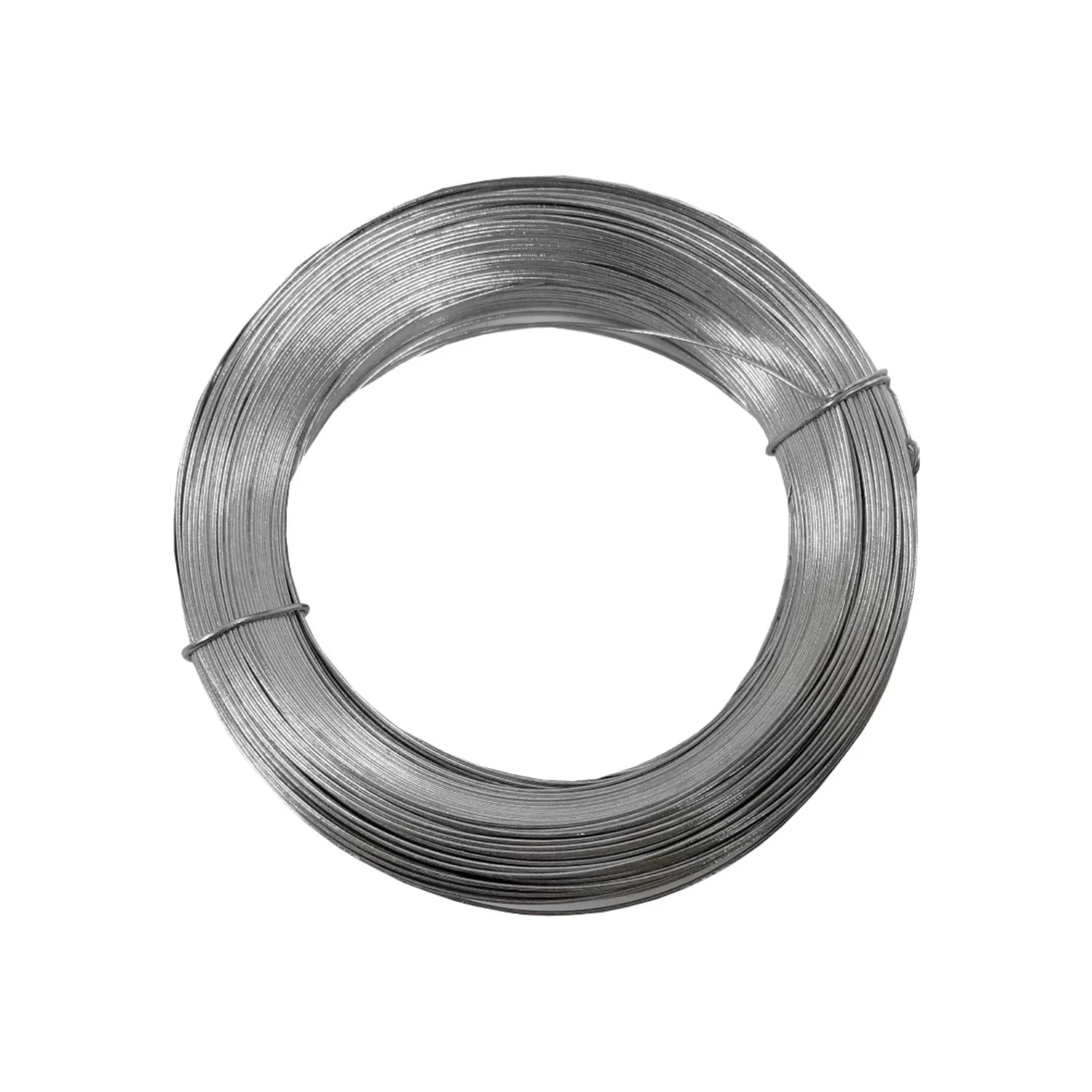 Alambre galvanizado calibre 16 en rollo, color plateado brillante, ideal para construcción y amarres resistentes.