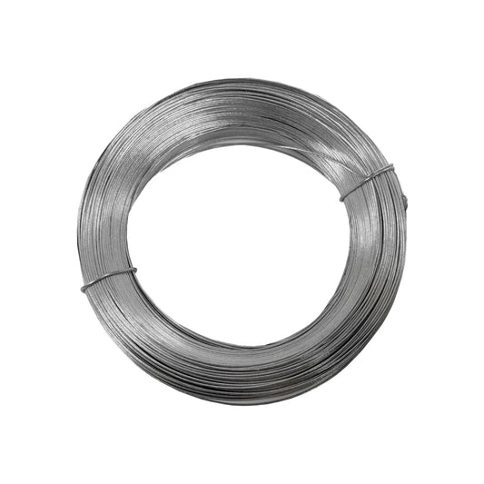 Alambre galvanizado calibre 16 en rollo, color plateado brillante, ideal para construcción y amarres resistentes.