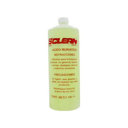 Ácido muriático líquido Super Clean Comerika 940ml, limpiador potente para pisos, baños y desatascador de tuberías.