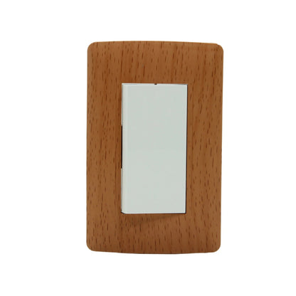 Placa para 1 apagador de luz, acabado madera toscana, interruptor blanco