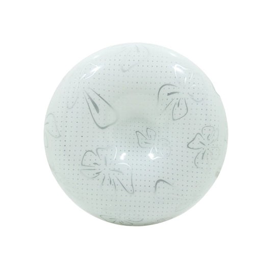 Lámpara plafón redonda blanca con patrón de puntos y flores plateadas sobreponer