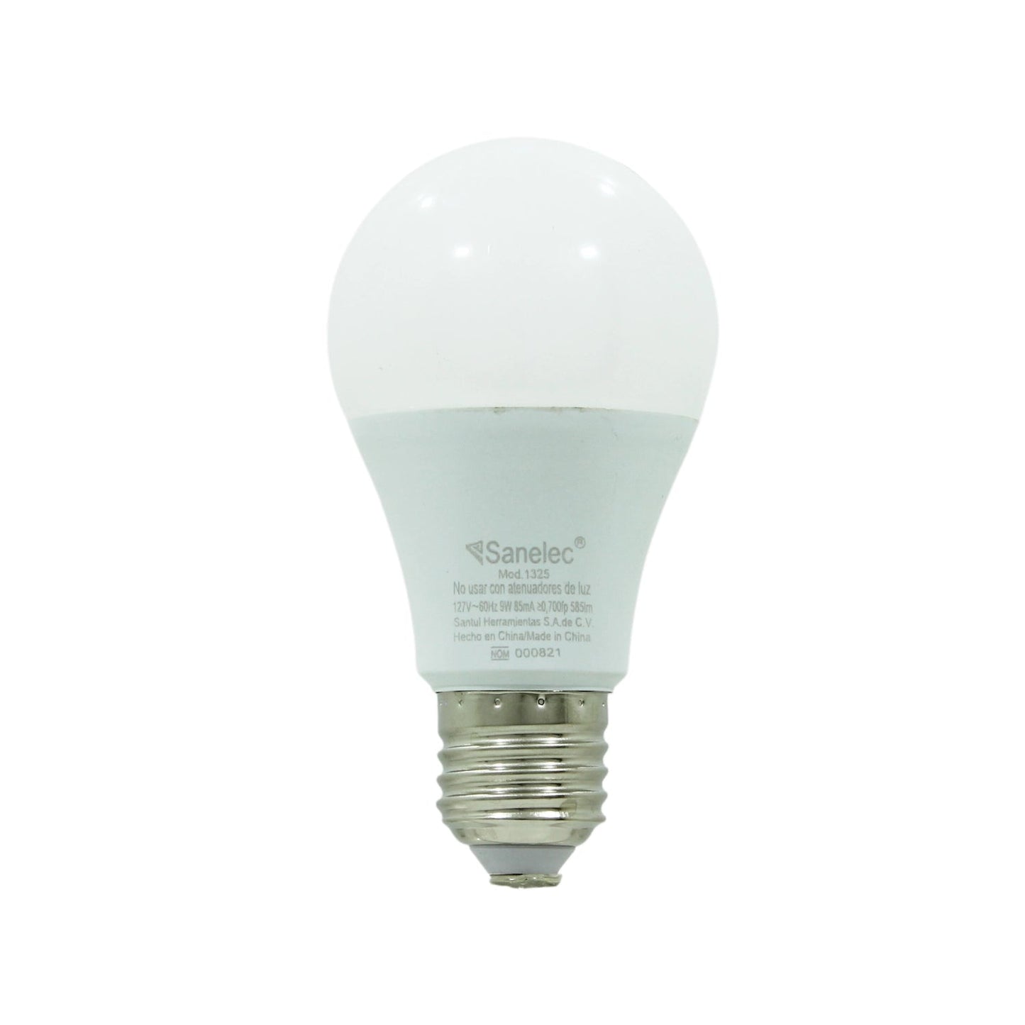 Foco LED Sanelec 1325 de 9W luz blanca fría, eficiencia energética, base E27