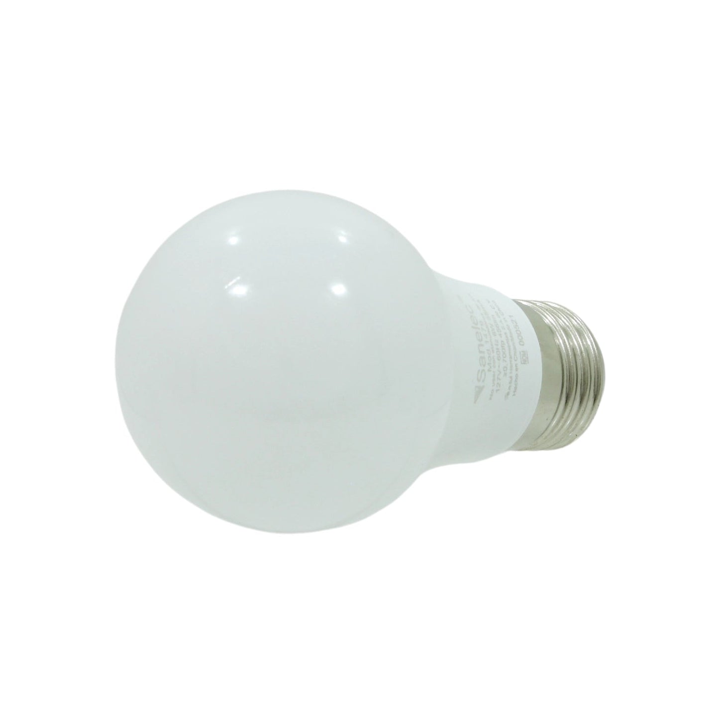 Foco LED Sanelec 6W luz blanca/fría, bombilla A19 con rosca E27 para iluminación general.