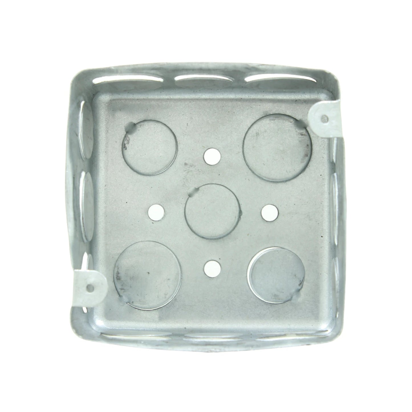 Caja de registro eléctrica cuadrada 4x4 galvanizada con múltiples knockouts para conexiones de cableado