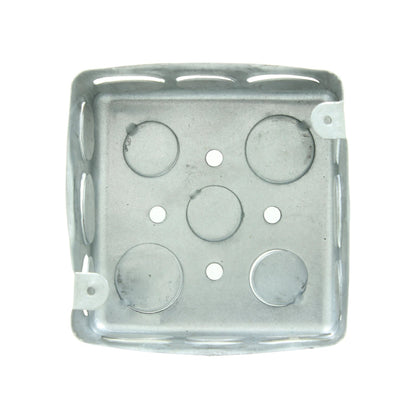 Caja de registro eléctrica cuadrada 4x4 galvanizada con múltiples knockouts para conexiones de cableado