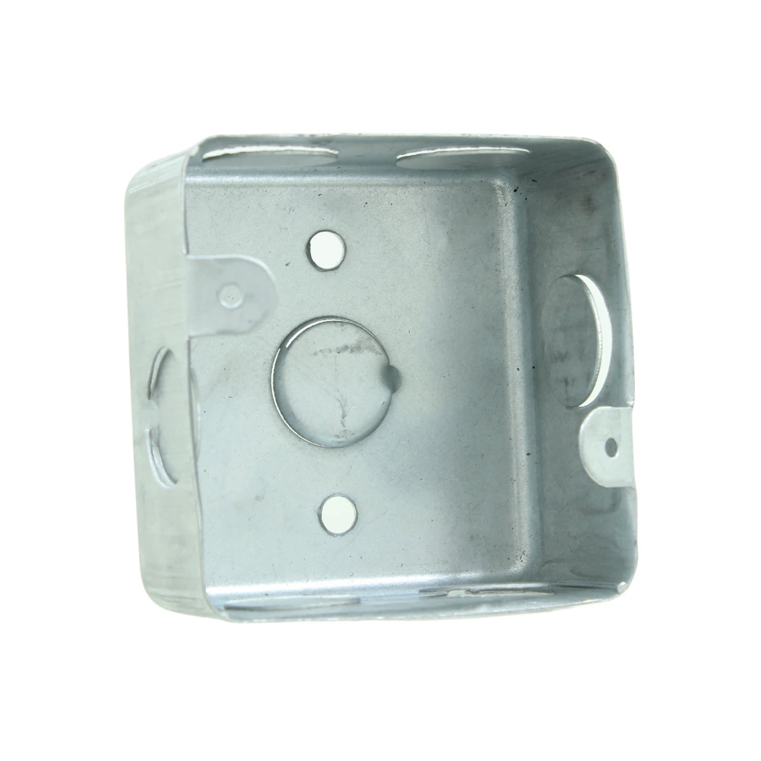 Caja de registro cuadrada metálica galvanizada con knockouts para instalaciones eléctricas
