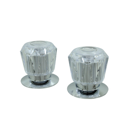 Juego 2 manerales de regadera acrílico cristal transparente con diseño facetado y bases cromadas brillantes